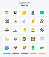 kreativ basketboll 25 platt ikon packa sådan som säker. skåp. nba. träning. spel vektor
