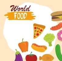 Welternährungstag, gesunde Lebensweise Mahlzeit Zutaten Produkte Natur Hintergrund vektor