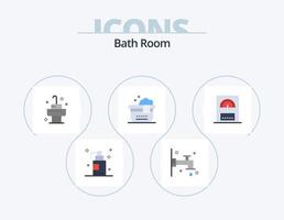 Badezimmer flach Icon Pack 5 Icon Design. . . Zimmer. Bad. Wasser vektor