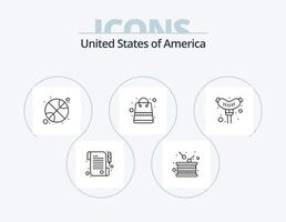 USA linje ikon packa 5 ikon design. byggnad. pommes frites. väska. pommes frites. snabb vektor