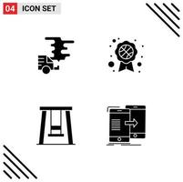 Aktienvektor-Icon-Paket mit 4 Zeilenzeichen und Symbolen für bearbeitbare Vektordesign-Elemente für Autopark-Gasabzeichendaten vektor