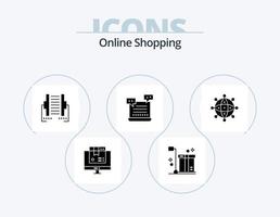 Online-Shopping-Glyphen-Icon-Pack 5 Icon-Design. Roboter. ai. Verpackung. Transfer. Daten vektor