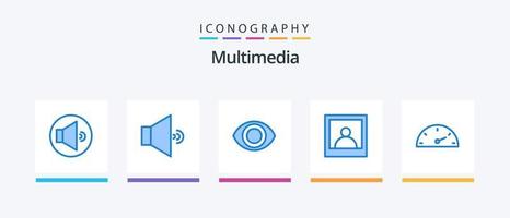 multimedia blå 5 ikon packa Inklusive . fart.. kreativ ikoner design vektor