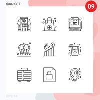 satz von 9 modernen ui-symbolen symbole zeichen für geschäft leichte einkaufsideen web editierbare vektordesignelemente vektor
