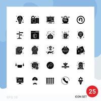25 universelle solide Glyphenzeichen Symbole für bearbeitbare Vektordesign-Elemente für sichere Unternehmensschutzdaten vektor
