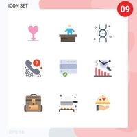 satz von 9 flachen vektorfarben auf raster für datenunterstützung genetik telefon faq editierbare vektordesignelemente vektor