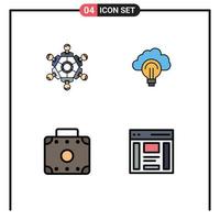 universell ikon symboler grupp av 4 modern fylld linje platt färger av samarbete Framgång spel ljus bagage redigerbar vektor design element