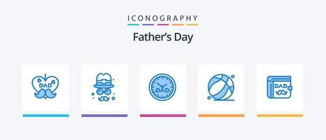 fäder dag blå 5 ikon packa Inklusive pappa. fäder dag. klocka. far. korg boll. kreativ ikoner design vektor