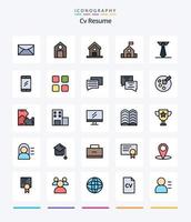 kreativer Lebenslauf Lebenslauf 25 Zeilen gefülltes Icon Pack wie Bildung. kalk. Bildung. lernen. Plaudern vektor
