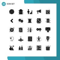 25 universelle solide Glyphenzeichen Symbole für digital bearbeitbare Vektordesign-Elemente des Werkzeugmegaphon-Unternehmensmarketings vektor