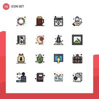 piktogram uppsättning av 16 enkel platt Färg fylld rader av Diagram handla väska browser väska ljus Glödlampa redigerbar kreativ vektor design element