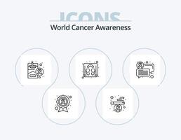 värld cancer medvetenhet linje ikon packa 5 ikon design. dryck. piller. medvetenhet. medicin. hälsa vektor