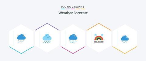 Wetter 25 Flat Icon Pack inklusive Wetter. fallen lassen. fallen lassen. Wolke. Regenbogen vektor