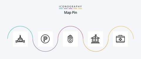 Map Pin Line 5 Icon Pack inklusive . Palme. Pflege. Tasche vektor