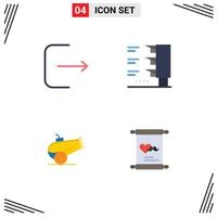 flaches Icon-Set für die mobile Schnittstelle mit 4 Piktogrammen von editierbaren Vektordesign-Elementen für den Logout-Liebesverkehr Canon Day