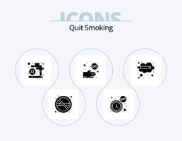 sluta rökning glyf ikon packa 5 ikon design. vana. hand. missbruk. korsa. cigarett vektor