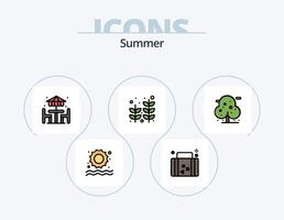 Sommerlinie gefüllt Icon Pack 5 Icon Design. . Palme. . glänzend vektor