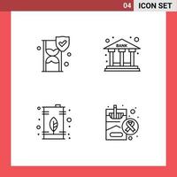 4-Benutzeroberflächen-Linienpaket mit modernen Zeichen und Symbolen der Zeitglas-Elektroschild-Büroöl-editierbaren Vektordesign-Elemente vektor