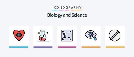 Biologielinie gefüllt 5 Icon Pack einschließlich Rippen. Labor. Biologie. Chemie. Biologie. kreatives Symboldesign vektor