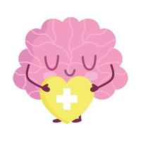 världens mentala hälsodag, tecknad hjärntecken hjärta medicinsk