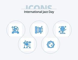 internationell jazz dag blå ikon packa 5 ikon design. ljud. mikrofon. musik. audio. Utrustning vektor