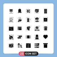 25 solides Glyphenkonzept für mobile Websites und Apps mobile Anwendung Anwendungspfeil Verkaufsdiagramm editierbare Vektordesign-Elemente vektor