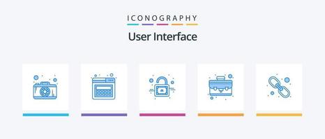 användare gränssnitt blå 5 ikon packa Inklusive . webb länk. låsa upp. webb. hyperlänk. kreativ ikoner design vektor