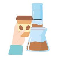 kaffebryggningsmetoder, sifon och handkaffe för engångsbruk vektor