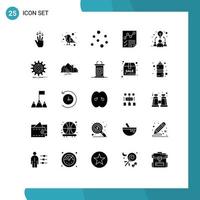 Gruppe von 25 soliden Glyphen Zeichen und Symbolen für Ideenbericht Luftseitendaten editierbare Vektordesign-Elemente vektor