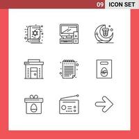 uppsättning av 9 modern ui ikoner symboler tecken för affär e-handel lykta kommersiell cresent redigerbar vektor design element