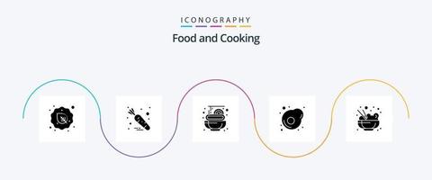 Food Glyph 5 Icon Pack inklusive . Lebensmittel. Lebensmittel. Chinesisch. Ei vektor