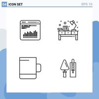 stock vektor ikon packa av 4 linje tecken och symboler för Diagram kopp diagnostisk tabell murslev redigerbar vektor design element
