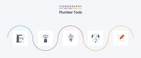rörmokare platt 5 ikon packa Inklusive rörmokare. VVS. förfogande. rörmokare. läcka vektor