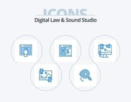 digital lag och ljud studio blå ikon packa 5 ikon design. domstol. företag. ägare. öppna. fri vektor