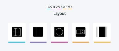 layout glyf 5 ikon packa Inklusive . horisontell. layout. flöde. trådram. kreativ ikoner design vektor