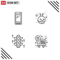 4 användare gränssnitt linje packa av modern tecken och symboler av telefon ljus huawei lady insekt kolla upp redigerbar vektor design element