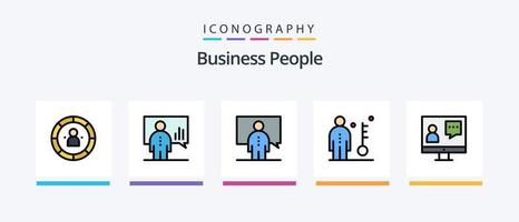 företag människor linje fylld 5 ikon packa Inklusive föreläsning. kommunikation. person. chef. mänsklig. kreativ ikoner design vektor