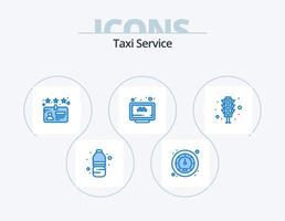 Taxi-Service blau Icon Pack 5 Icon Design. Ampeln. Signal. Treiber. Webseite. Taxi vektor