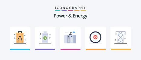 Power and Energy Flat 5 Icon Pack inklusive Power. Elektrizität. Energie. rechnen. Generator. kreatives Symboldesign vektor