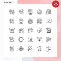 Aktienvektor-Icon-Pack mit 25 Linienzeichen und Symbolen für Planetenfest-Standort Neujahr chinesische editierbare Vektordesign-Elemente vektor