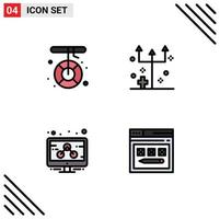 Stock Vector Icon Pack mit 4 Zeilenzeichen und Symbolen für Boot Dreizack Schmelzen erschreckend Management editierbare Vektordesign-Elemente