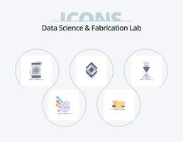 data vetenskap och tillverkning labb platt ikon packa 5 ikon design. skikten. ordna. tech. vetenskap. mobil vektor