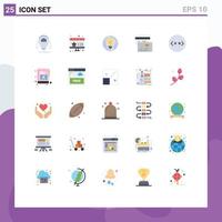 Packung mit 25 kreativen flachen Farben von Code Money Bulb Credit Idea editierbare Vektordesign-Elemente vektor