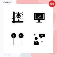 uppsättning av 4 modern ui ikoner symboler tecken för kemisk löv laboratorium wiFi växt redigerbar vektor design element