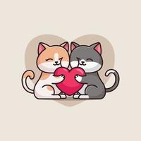 niedliche katze riesige liebe herz cartoon vektor symbol illustration tier isoliert