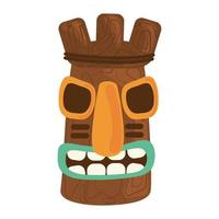 Tiki Stammes-Holzmaske lokalisiert auf weißem Hintergrund