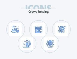 Crowdfunding blaues Icon Pack 5 Icon Design. Verwaltung. Belohnung. Börsengang. gegenwärtig. Leistung vektor