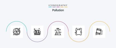 Verschmutzungslinie 5 Icon Pack inklusive . Müll. Abfall. Umgebung. Verschmutzung vektor