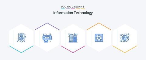 information teknologi 25 blå ikon packa Inklusive . nätverk. infrastruktur. internet. fläkt vektor