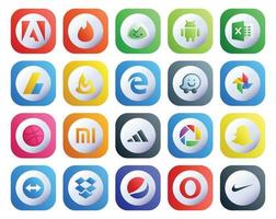 20 Social Media Icon Pack einschließlich Dropbox Snapchat Edge Picasa Xiaomi vektor